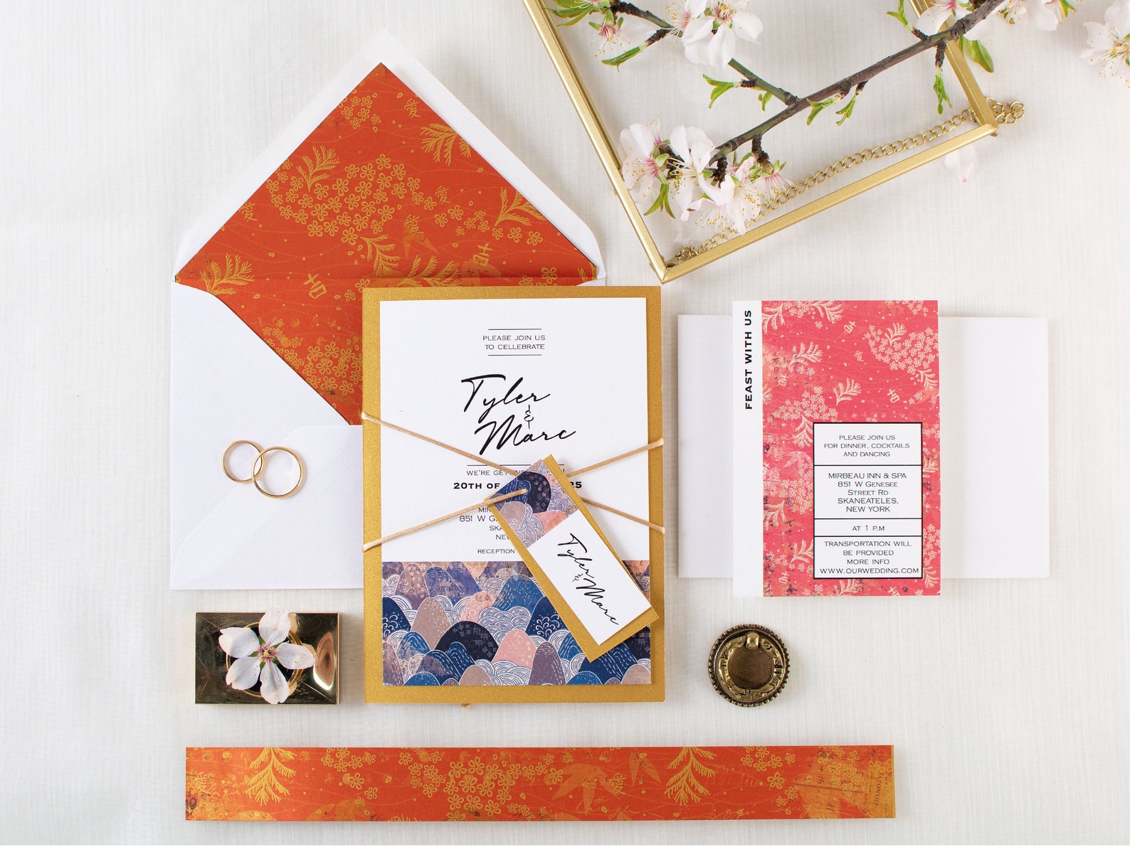 Oriental Wedding Invitation Printed Set Japanese Invite Etsy