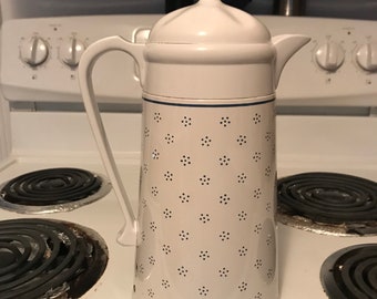 Vintage AK Das thermos carafe/pitcher  with a polka dotted exterior pattern for hot or cold drinks