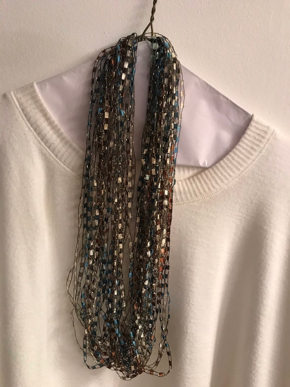 Multicolor ladder yarn/ribbon necklace