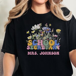 Personalized School Secretary Shirt Gift For Secretary Birthday, Custom TShirt For Secretarial Staff, School Secretary Back To School Shirt