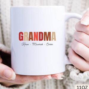 Personalized Coffee Mug for Grandma, Gift for Mother&#39;s Day, Birthday Gift For Grandma, Kids Names, Cute Ceramic Coffee Mugs, 11oz/15ozC10003
