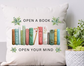 Nice Book Lover Pillow Gift For Book Nerd Birthday, Christmas Throw Pillow Gift For Bookworm, Child Gift From Grandparents, Child Pillow