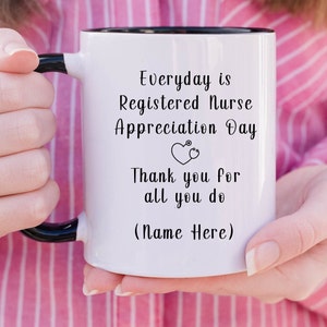 Personalized Registered Nurse Coffee Mug Gift For Birthday, Appreciation Nurse Gift From Co-Worker, Custom Thank You RN Cup For Work, RN Mug