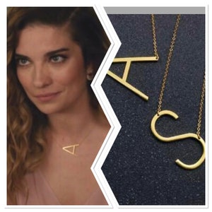 Alexis Rose large initial Necklace, 18 carat gold plated ,Alexis Necklace,Large Initial Sideways  Necklace, Gold Letter Necklace,