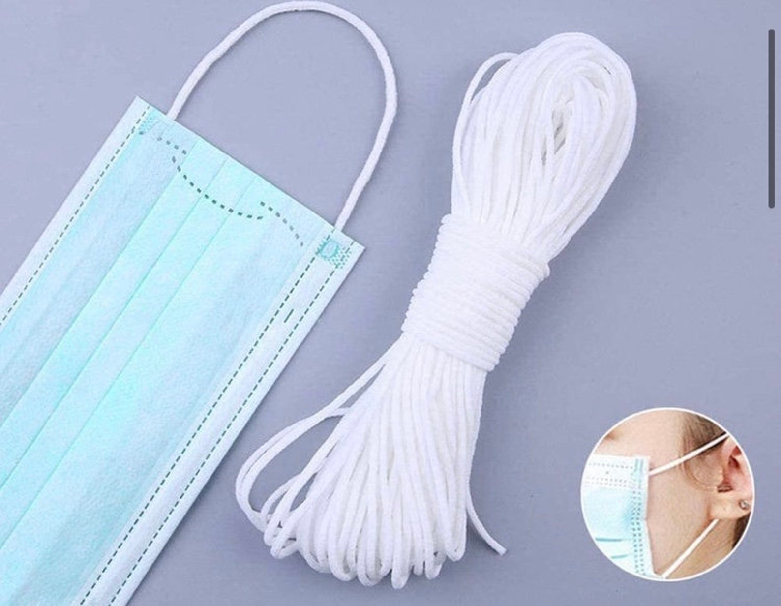 Elastic Cord for Face Masks White Elastic Elastic Band Soft Etsy UK