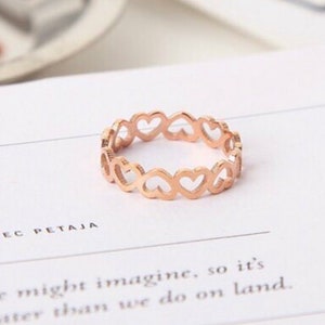 Rose gold open heart stacking ring, Tiny love heart , Adjustable ring , Rings, rose gold , plated rings Womens rings, women’s Jewellery