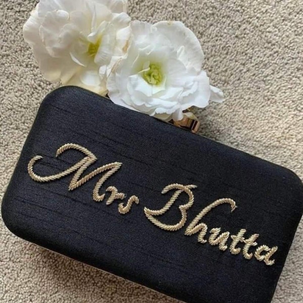 Title, Customised clutch, personalised clutch bag, pouch gifts for mom, bridesmaid gift, monogram bag,wedding gift,embroidery clutch