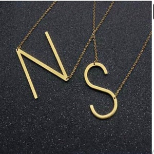 Alexis Rose large initial Necklace, 18 carat gold plated ,Alexis Necklace,Large Initial Sideways Necklace, Gold Letter Necklace, image 6