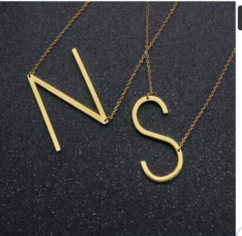 Alexis Rose large initial Necklace, 18 carat gold plated ,Alexis Necklace,Large Initial Sideways Necklace, Gold Letter Necklace, image 6