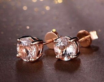 Oorbellen hengsten, studs, roségouden oorbellen, roze oorbellen, sieraden, kristallen oorbellen, sierlijke sieraden