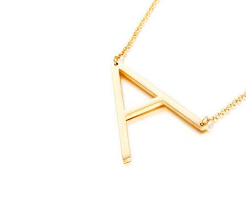 Alexis Rose large initial Necklace, 18 carat gold plated ,Alexis Necklace,Large Initial Sideways Necklace, Gold Letter Necklace, image 8