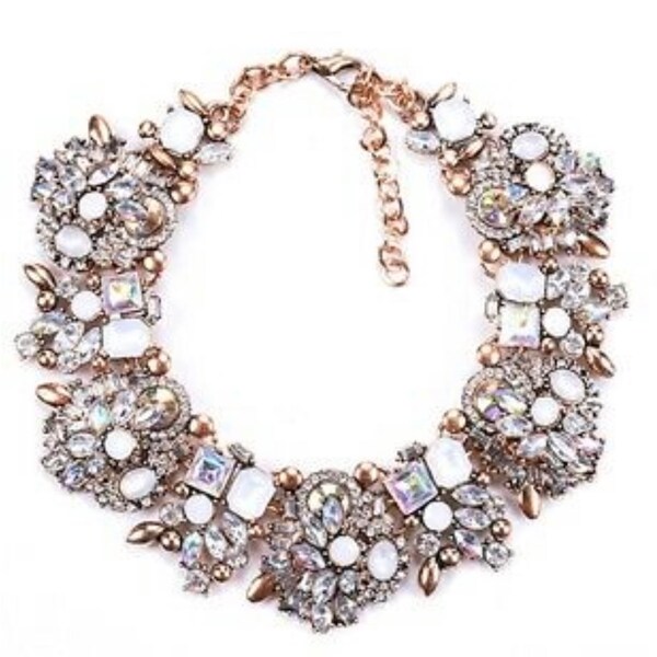 Collier épais en cristal avec strass, gros collier en or, collier en or, collier de fête, tour de cou, colliers, bijoux pour femmes