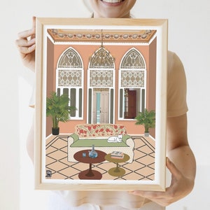 Lebanese House Interior | Triple Arcades | Musee Henry BB | Lebanese Art Print | Lebanon | size A1 A2 A3 A4 | لبناني | Beirut Print