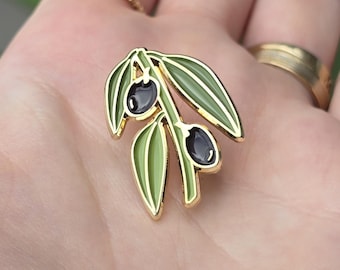 Olivkvist-PIN | Libanesisk gåva | Guld emalj | Libanon-pins
