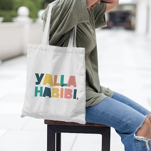Yalla Habibi Colorful Tote Bag | Very Lebanese Tote bags | Lebanese | Lebanon | Beirut | بيروت | Arab Arabic