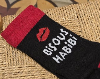 Bisous Habibi ZWARTE sokken | Libanese SOKKEN | 100% KATOEN