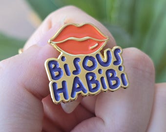 Bisous Habibi-pincode | Libanees cadeau | Goud geëmailleerd | Libanonspelden