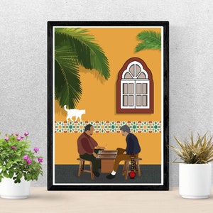 The Art of Backgammon | Arab | Arabic | Lebanon | Art Print | Andalusian | Beirut | Middle East | Men Playing Backgammon | Spanish | Morocco