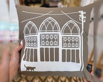Kissen Mandaloun Fenster in OLIVGRÜN | libanesische Kissenhülle | Größe 40x40 | Kissen libanesische | Kissen Libanon