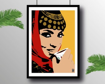 Lebanese Morning Starts with a Lebanese Coffee | Samira Tawfic | Lebanese Art Print | Beirut Lebanon | Beirut Art Poster | Lebanese Costume