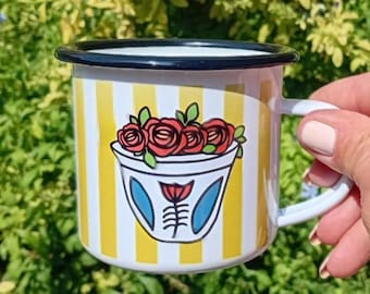 EMAILLE MOK Shaffe Flowers | Libanon-cadeau | Libanese koffiemok | Beiroet | Libanon | Libanees souvenir | Libanese mok