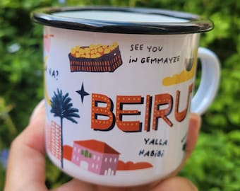 Beirut EMAILLE BECHER | Libanon Geschenk | Libanesische Kaffeetasse | Beirut | Libanon | Libanon Souvenir | Libanon Becher