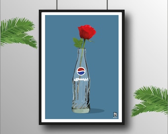 The Rose | Lebanon | Glass Bottle Pepsi Arabic | Lebanese | Lebanese Art Print | Lebanon | size A4 A3 A2 A1 | Beirut | بيروت