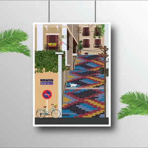 Mar Mikhail Stairs | Geitawi Beirut Lebanon | Lebanese Art Print | Lebanon | size A4 A3 A2 A1 | Beirut | بيروت
