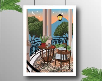 Sobhiye en wat vrede | Libanees balkon | Libanees huis | Libanese kunstafdruk | Beiroet | formaat A4 A3 A2 A1 | Beiroet | | Libanonkunst