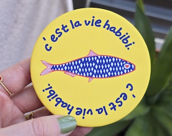 C'est La Vie Habibi Sardinen Untersetzer | Sea Sun Love Untersetzer | Libanon | Libanon Souvenir | Libanon Geschenk | Beirut | libanesisch | Warumنط