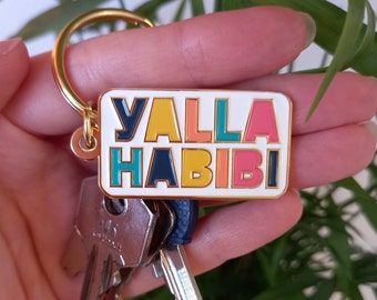 Yalla Habibi Keychain | Keyring Lebanon | Lebanese Souvenir | Lebanese Gift | Gold Enamel | Beirut | Lebanon Keychain | Whyنط