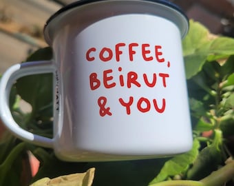 Kaffee, Beirut und du EMAILLE BECHER | Libanon Geschenk | Libanesische Kaffeetasse | Beirut | Libanon | Libanon Souvenir | Libanon Becher