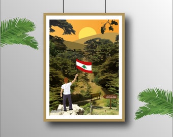 Lebanon Arz Chouf | Lebanese Art Print | Lebanon Cedar Tree | size A1 A2 A3 A4 | لبناني