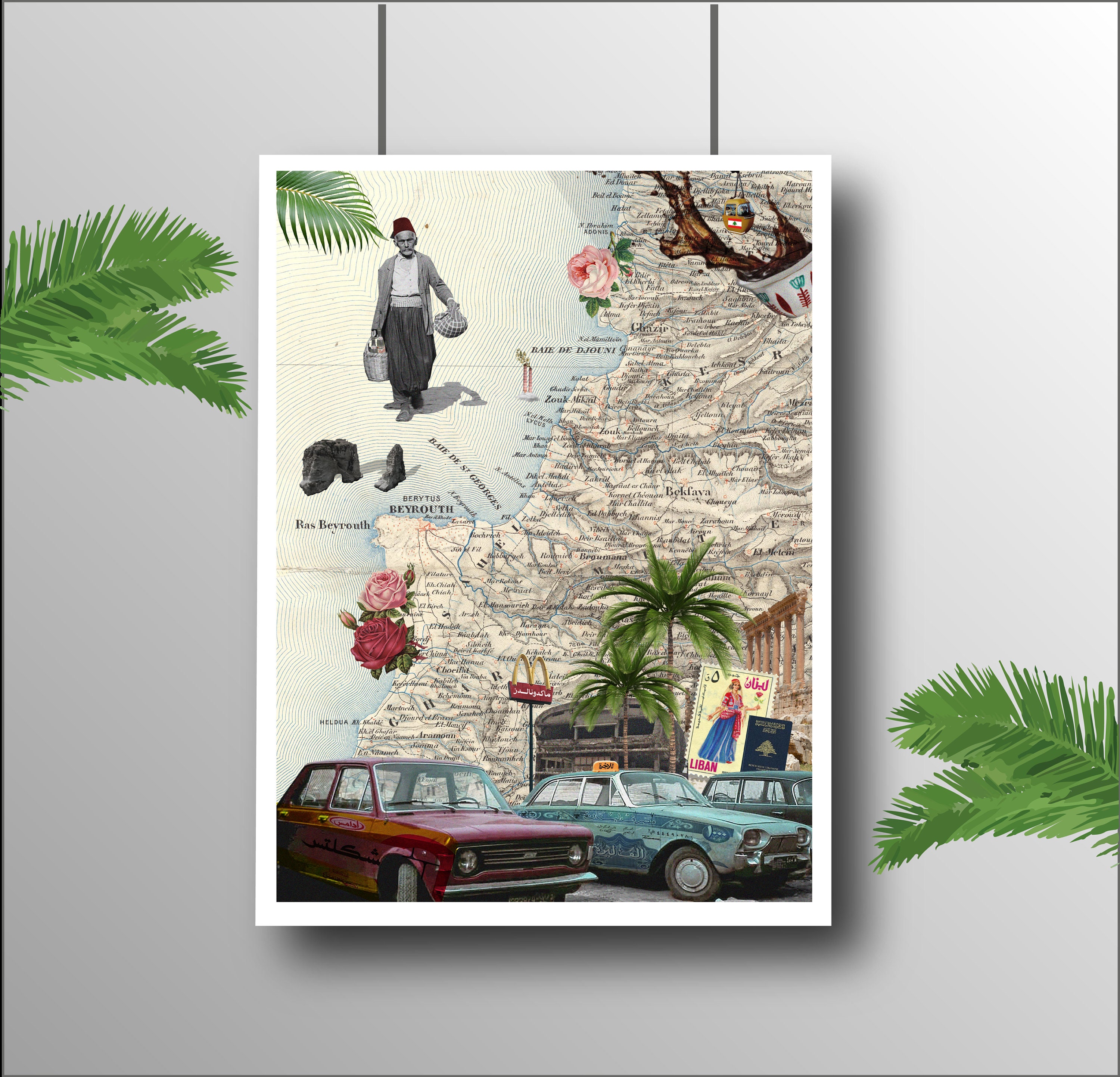 Vintage Map of Lebanon Lebanese Art Print Lebanon Beirut Etsy UK