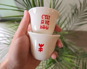 C'est la vie habibi SHAFFE CUP | Set van 2 | Libanon | Libanees souvenir | Libanees cadeau | Beiroet | Waarom?