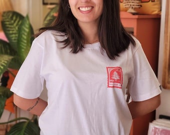 Briefmarke WEISS Tshirt | Libanon Tshirt | Größe S M L XL | Baumwolle | Tshirts Libanon | UNISEX