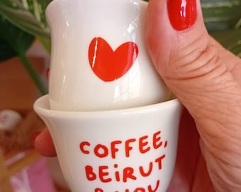 Coffee, Beirut and You SHAFFE CUP | Set of 2 | Lebanon | Lebanese Souvenir | Lebanese Gift | Beirut | Whyنط