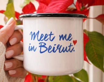 Triff mich in Beirut EMAILLE BECHER | Libanon Geschenk | Libanesische Kaffeetasse | Beirut | Libanon | Libanon Souvenir | Libanon Becher