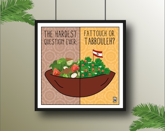 Tabbouleh Or Fattouch | Arab Art Print | Arabic Poster | Middle East | Lebanese | Lebanon | Arabic | Beirut