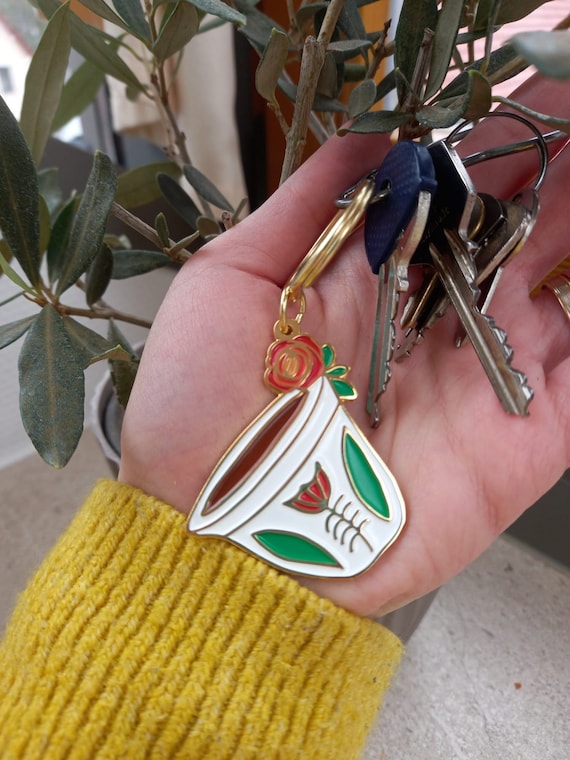 Coffee Keychain | Keyring Lebanon | Lebanese Souvenir | Lebanese Gift | Arabic Coffee | Gold Enamel | Beirut | Arab | Lebanese Coffee قهوة