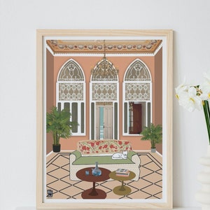 Lebanese House Interior Triple Arcades Musee Henry BB Lebanese Art Print Lebanon size A1 A2 A3 A4 لبناني Beirut Print image 2