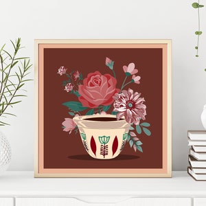 Lebanese Traditional Coffee with Flowers | Lebanese Morning | Lebanese Art Print | Lebanon
