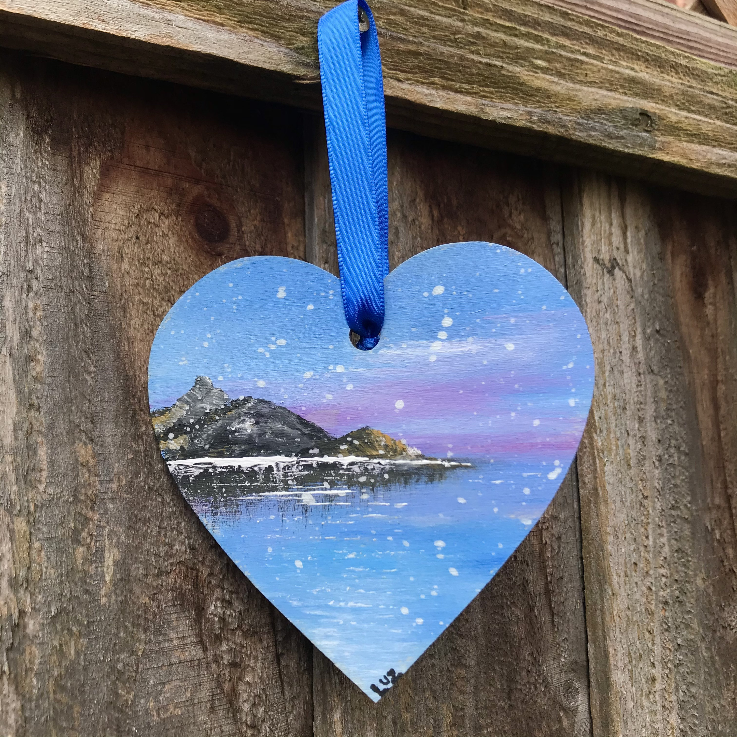 Hand painted wooden heart decoration original painting in Etsy