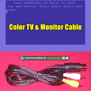 6 Foot Color AV Composite TV & Monitor Cable for Commodore 64 C64 128 Computer NEW