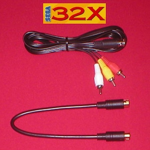 Sega 32X AV Cable & GOLD 8 PIN Link Data Connector for Sega Genesis 2 System New