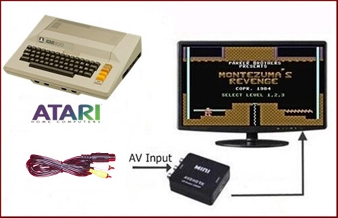 6 Foot RCA AV Cable & Hdtv TV Converter Adapter for Atari 800 800XL ...