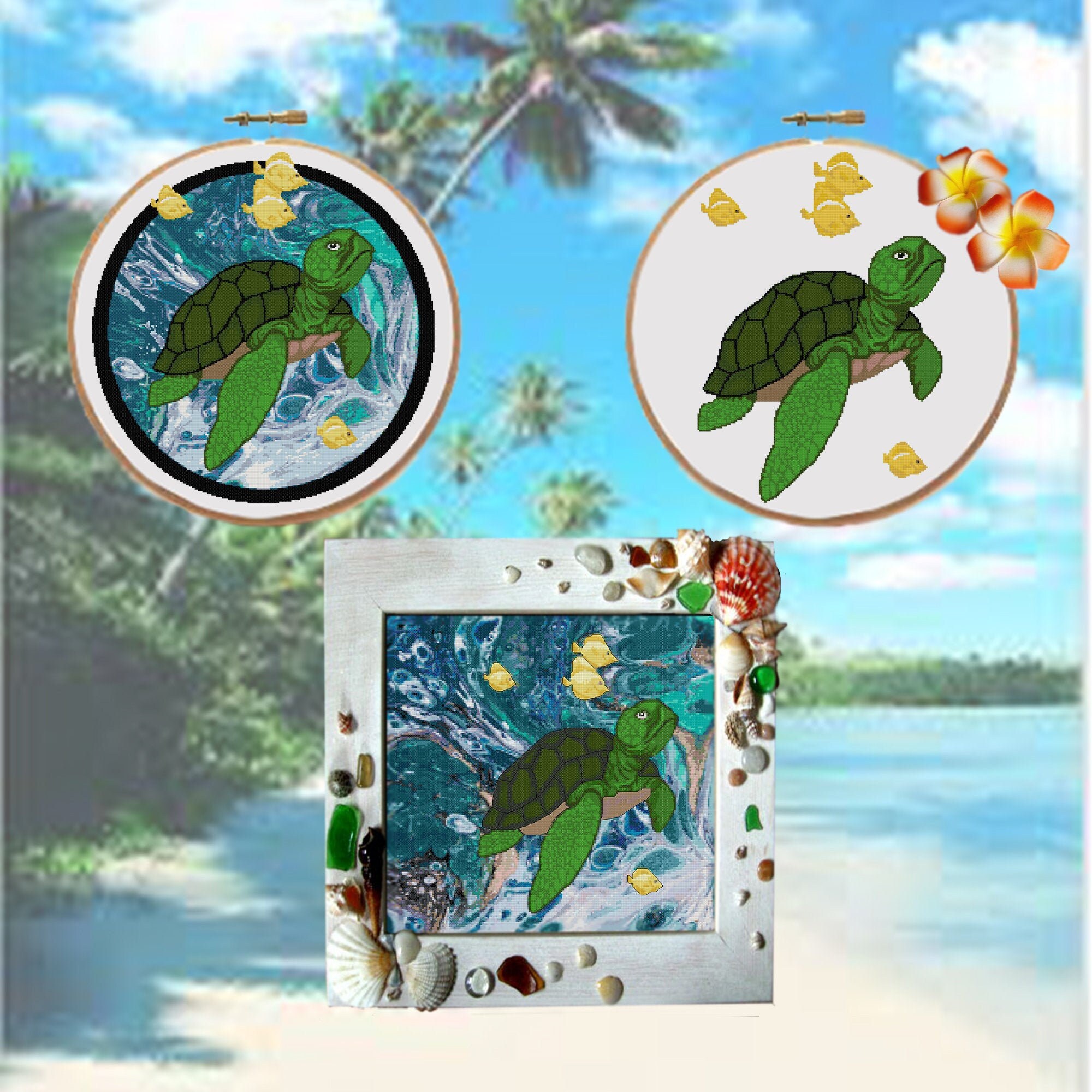3 in 1 Sea Turtle Counted Cross Stitch PDF Pattern Instant - Etsy