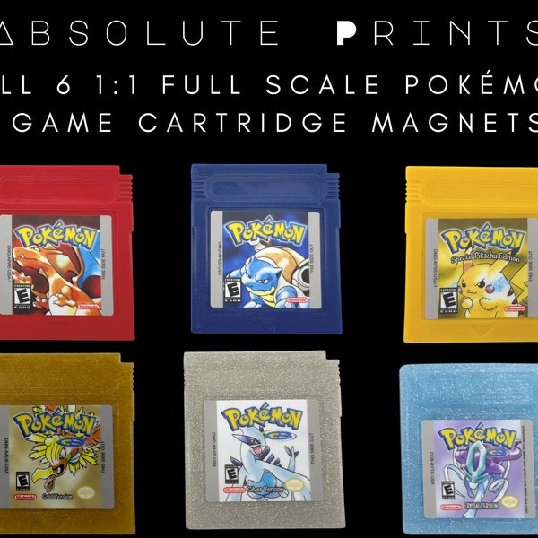 Classic Pokémon Game Boy Fridge Magnet | Full Scale Replica | Gen 1 & 2 | 3D Printed | Gamer Gift | Kitchen Décor | Stocking Stuffer | Retro