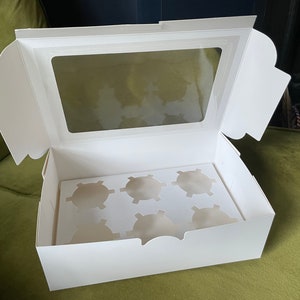 1, 5, 10, 25+ - Caja blanca para cupcakes con ventana transparente x6 orificios - Embalaje para alimentos, postres - Envío rápido