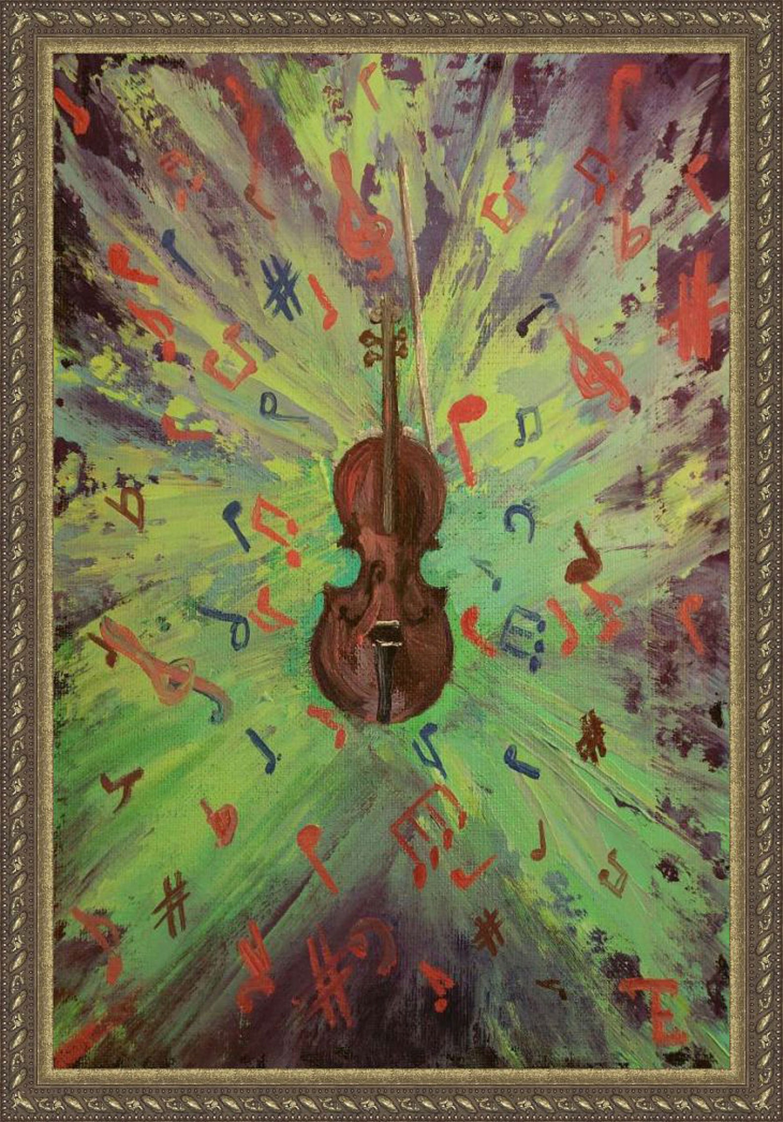Music Note Wall Art Abstract Painting Oil Original Art Small | Etsy